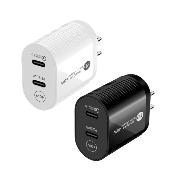 Cargador rápido PD / tipo C de doble puerto de 40 W para la serie iPhone / iPad, enchufe de EE. UU., US Plug