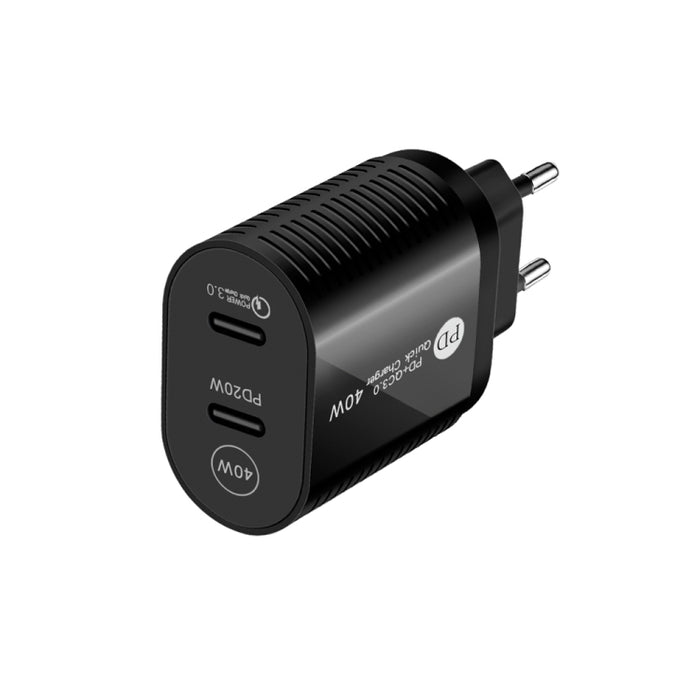 Cargador rápido PD / Type-C de doble puerto de 40 W para iPhone / iPad Series, enchufe de la UE, EU Plug