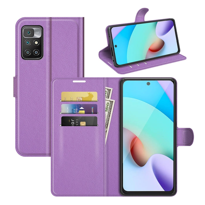 Para Xiaomi Redmi 10 Litchi Texture Funda protectora con tapa horizontal con soporte y ranuras para tarjetas y billetera, For Xiaomi Redmi 10