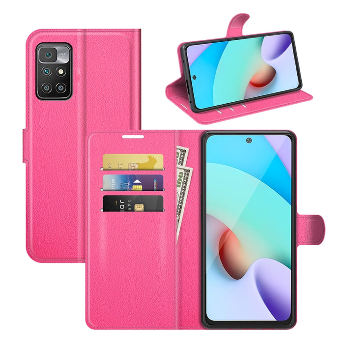 Para Xiaomi Redmi 10 Litchi Texture Funda protectora con tapa horizontal con soporte y ranuras para tarjetas y billetera, For Xiaomi Redmi 10