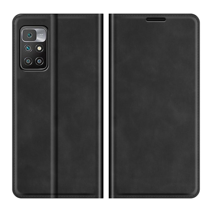 Para Xiaomi Redmi 10 Estuche de cuero con succión magnética de negocios de piel retro con soporte, ranuras para tarjetas y billetera, For Xiaomi Redmi 10