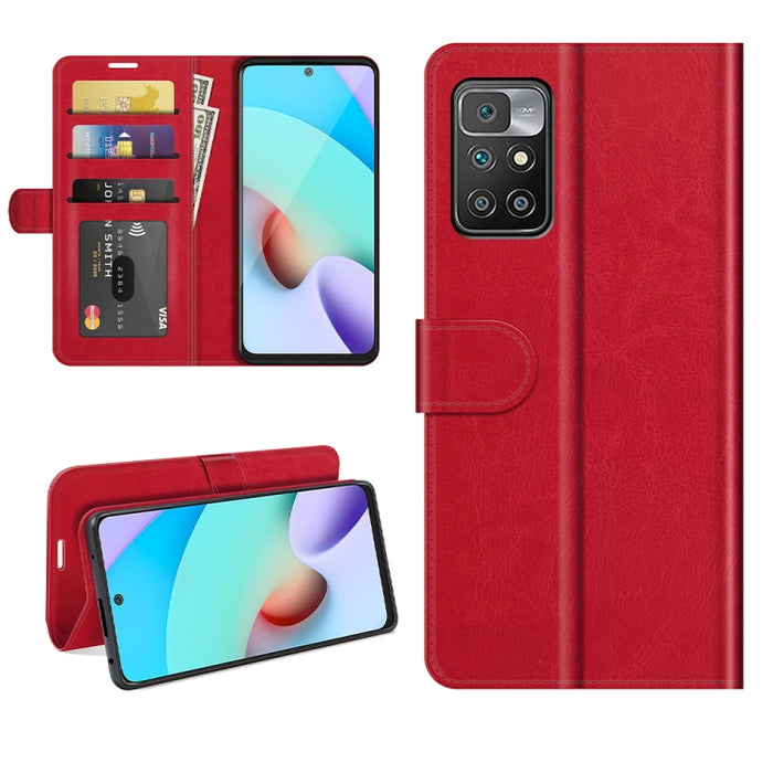 Para Xiaomi Redmi 10 R64 Texture Single Horizontal Flip Funda protectora con soporte y ranuras para tarjetas y billetera y marco de fotos, For Xiaomi Redmi 10