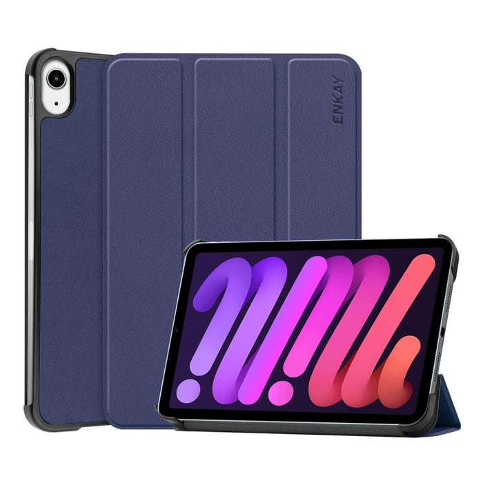ENKAY Custer Texture Horizontal Flip PU + PC Funda de cuero con tres soportes plegables y función de reposo / activación para iPad mini 6 2021, For iPad mini 6 2021