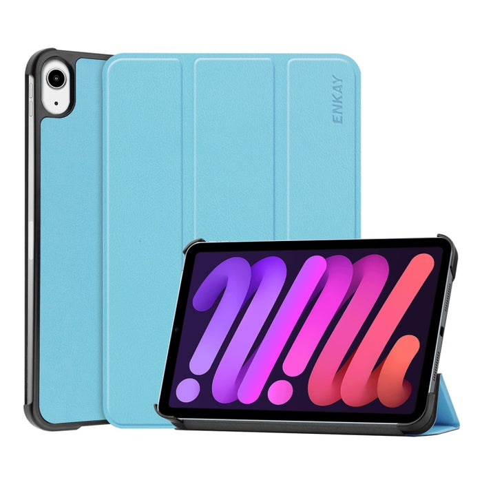 ENKAY Custer Texture Horizontal Flip PU + PC Funda de cuero con tres soportes plegables y función de reposo / activación para iPad mini 6 2021, For iPad mini 6 2021