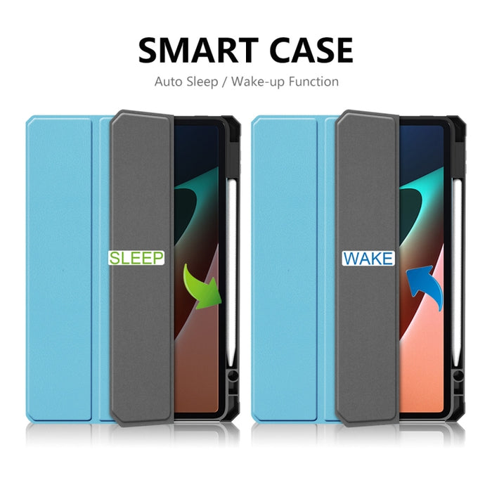 Para Xiaomi Mi Pad 5 / 5 Pro ENKAY Custer Texture Horizontal Flip PU + TPU Funda de cuero con tres soportes plegables y función de reposo / activación y portalápices, For Xiaomi Mi Pad 5 / 5 Pro