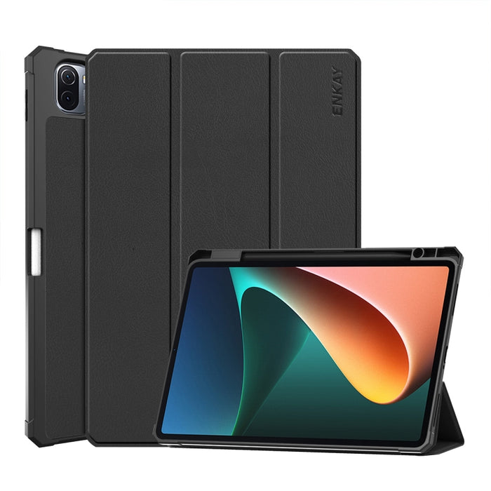 Para Xiaomi Mi Pad 5 / 5 Pro ENKAY Custer Texture Horizontal Flip PU + TPU Funda de cuero con tres soportes plegables y función de reposo / activación y portalápices, For Xiaomi Mi Pad 5 / 5 Pro