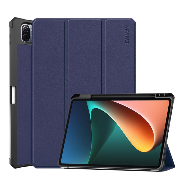Para Xiaomi Mi Pad 5 / 5 Pro ENKAY Custer Texture Horizontal Flip PU + TPU Funda de cuero con tres soportes plegables y función de reposo / activación y portalápices, For Xiaomi Mi Pad 5 / 5 Pro