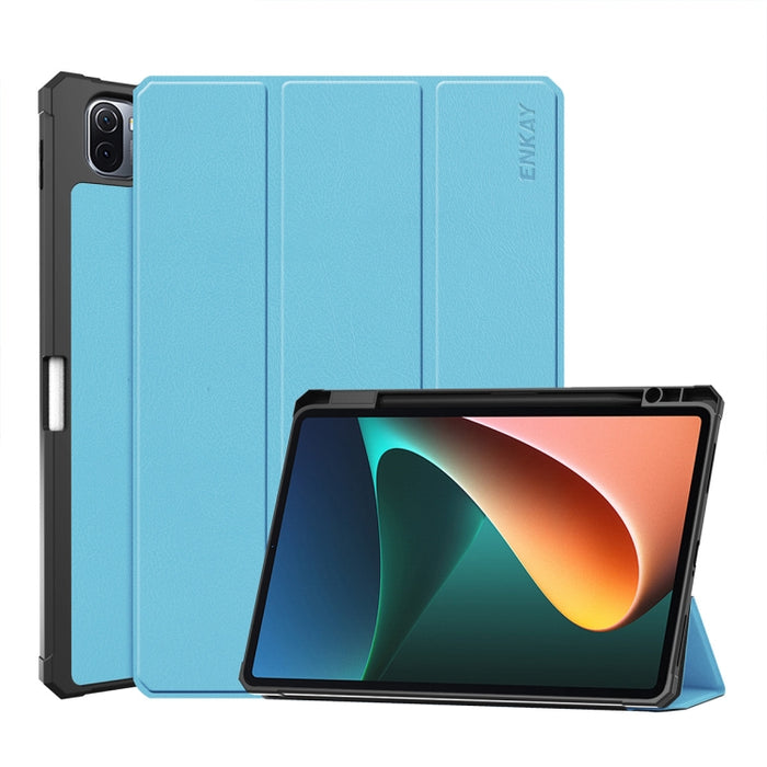 Para Xiaomi Mi Pad 5 / 5 Pro ENKAY Custer Texture Horizontal Flip PU + TPU Funda de cuero con tres soportes plegables y función de reposo / activación y portalápices, For Xiaomi Mi Pad 5 / 5 Pro