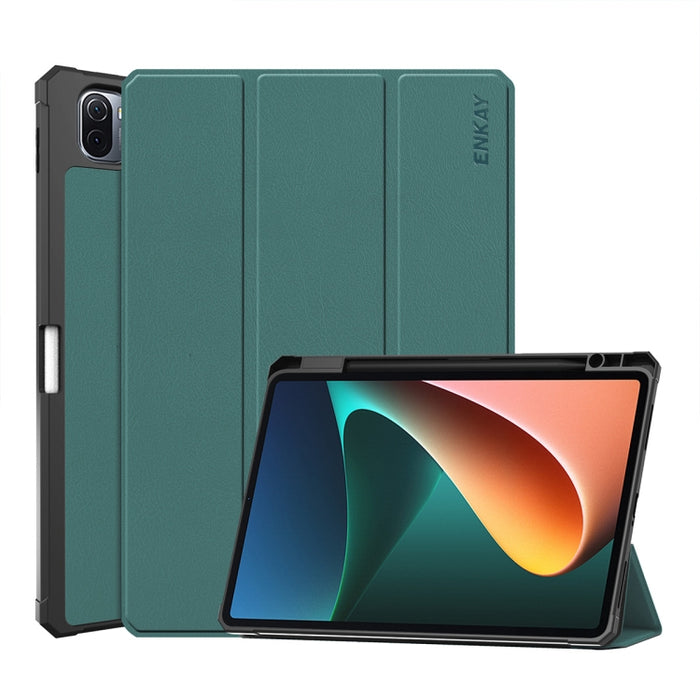 Para Xiaomi Mi Pad 5 / 5 Pro ENKAY Custer Texture Horizontal Flip PU + TPU Funda de cuero con tres soportes plegables y función de reposo / activación y portalápices, For Xiaomi Mi Pad 5 / 5 Pro