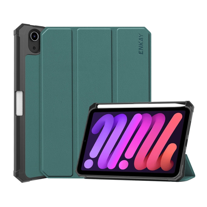 ENKAY Custer Texture Horizontal Flip PU + TPU Funda de cuero con soporte de tres pliegues y función de reposo / activación y portalápices para iPad mini 6 2021, For iPad mini 6 2021