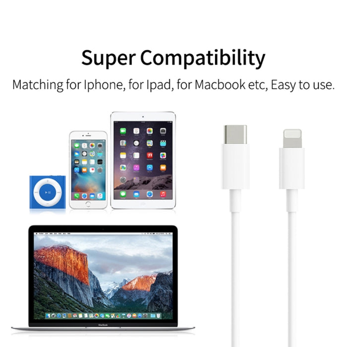 PD20W USB-C / Type-C a cable de datos de sincronización de carga rápida PD de 8 pines para iPhone 13/12 Series, 1m, 1.5m, 2m