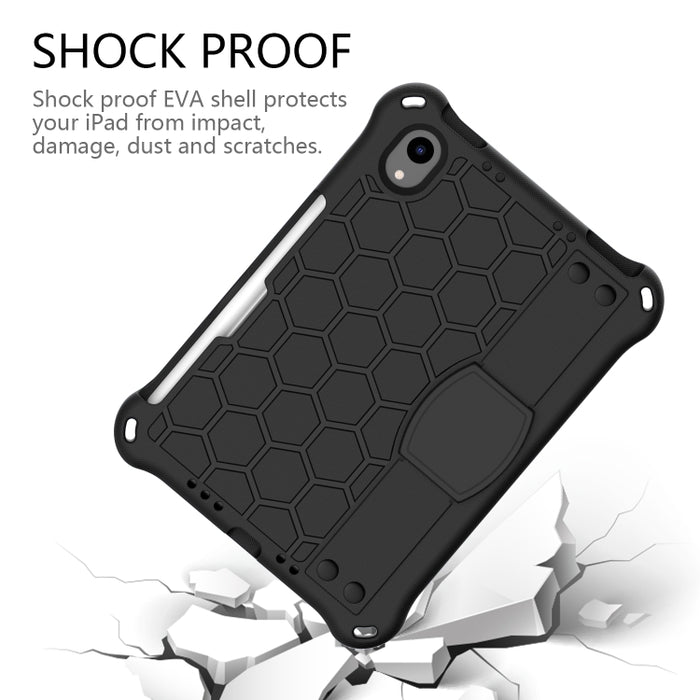 Diseño de nido de abeja EVA + Material de PC Cáscara protectora plana anticaída de cuatro esquinas con correa, For iPad mini 6 / mini 2024