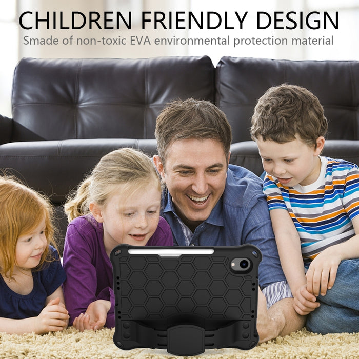 Diseño de nido de abeja EVA + Material de PC Cáscara protectora plana anticaída de cuatro esquinas con correa, For iPad mini 6 / mini 2024