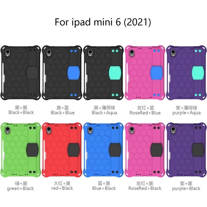 Diseño de nido de abeja EVA + Material de PC Cáscara protectora plana anticaída de cuatro esquinas con correa, For iPad mini 6 / mini 2024