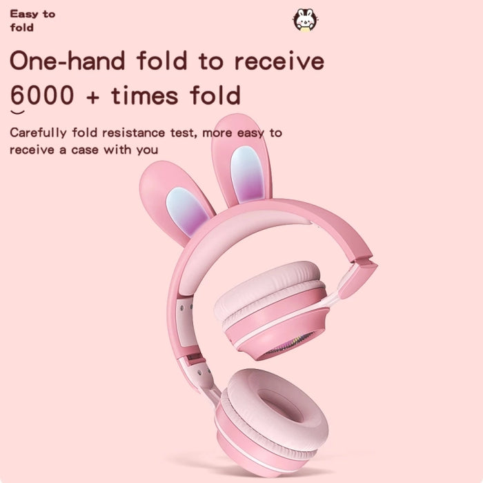 KE-01 Rabbit Ear Wireless Bluetooth 5.0 Stereo Music Auriculares plegables con micrófono para PC
