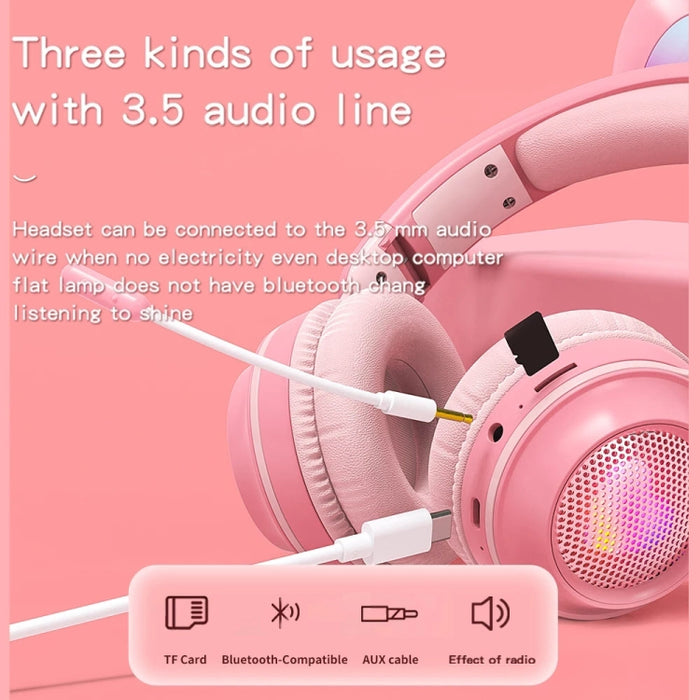 KE-01 Rabbit Ear Wireless Bluetooth 5.0 Stereo Music Auriculares plegables con micrófono para PC