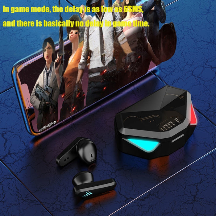 TWS-Y04 Bluetooth 5.0 TWS Binaural True Stereo Touch Control Auriculares para juegos con estuche de carga LED