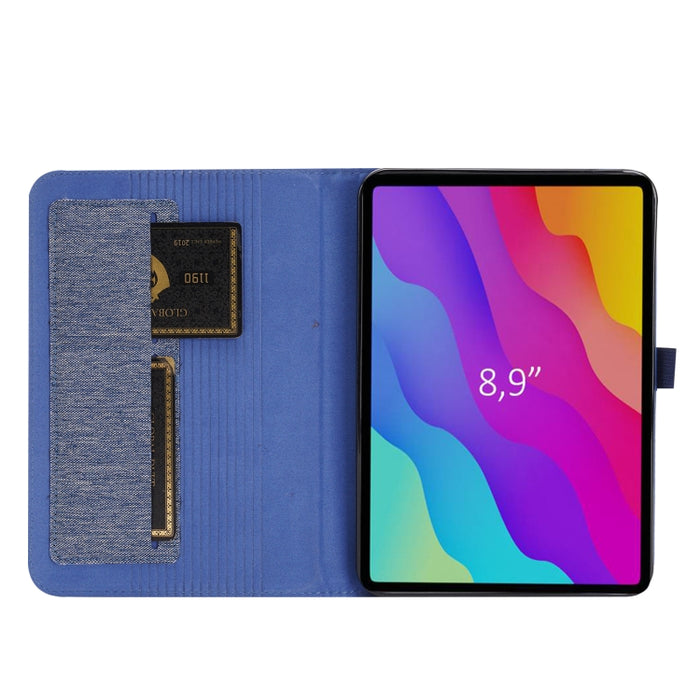 Estuche de cuero de PU con tapa horizontal de tela Teature con soporte y ranuras para tarjetas, For iPad mini 6 / mini 2024