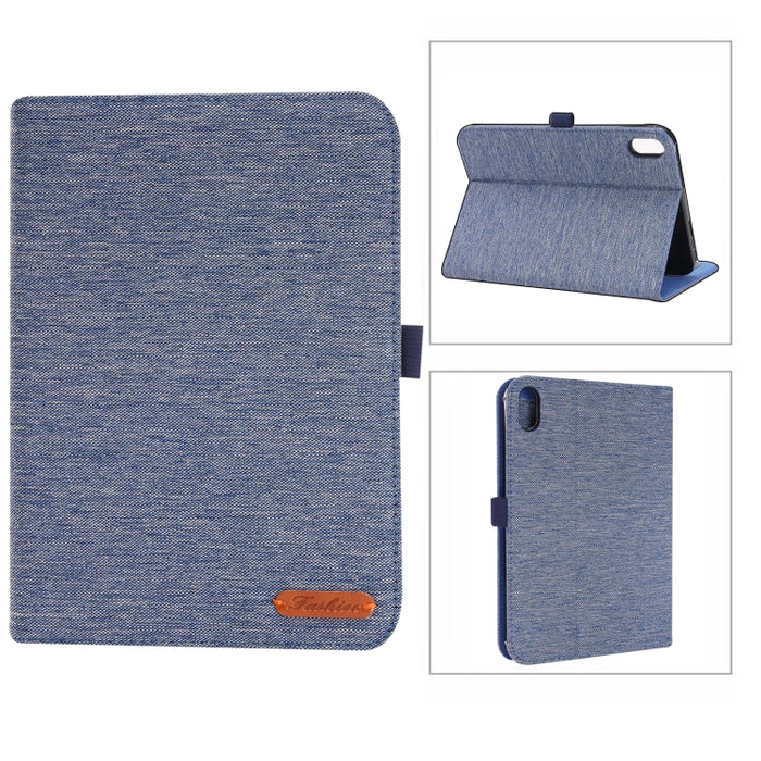 Estuche de cuero de PU con tapa horizontal de tela Teature con soporte y ranuras para tarjetas, For iPad mini 6 / mini 2024
