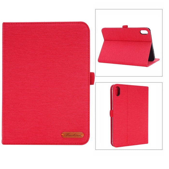 Estuche de cuero de PU con tapa horizontal de tela Teature con soporte y ranuras para tarjetas, For iPad mini 6 / mini 2024