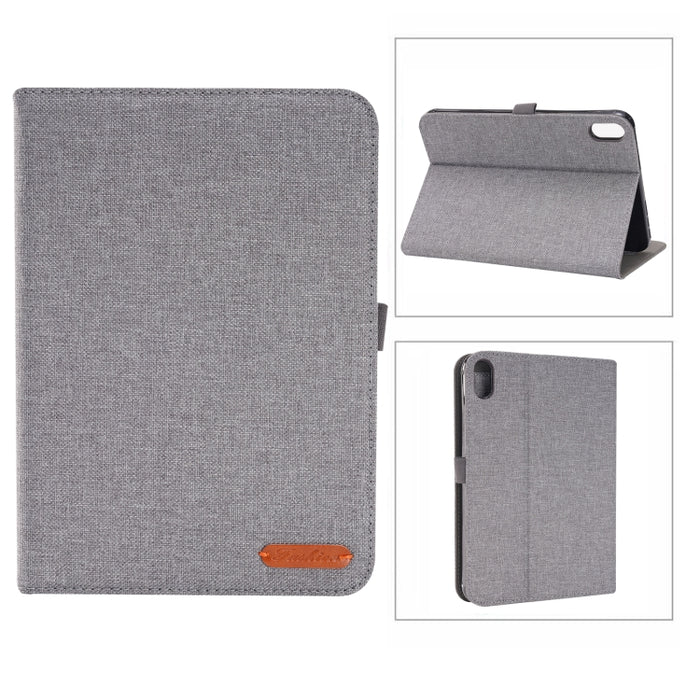 Estuche de cuero de PU con tapa horizontal de tela Teature con soporte y ranuras para tarjetas, For iPad mini 6 / mini 2024