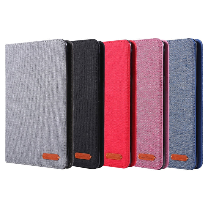 Estuche de cuero de PU con tapa horizontal de tela Teature con soporte y ranuras para tarjetas, For iPad mini 6 / mini 2024