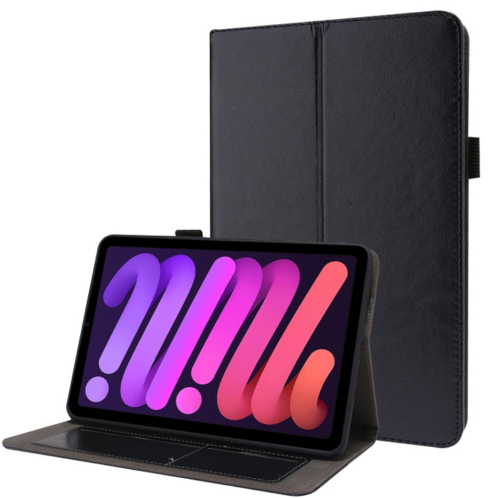 Estuche de cuero de PU con tapa horizontal comercial con soporte de dos pliegues y ranuras para tarjetas y ranura para bolígrafo, For iPad mini 6 / mini 2024