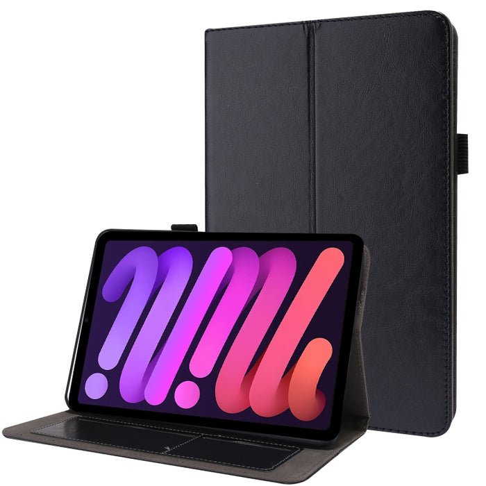 Estuche de cuero de PU con tapa horizontal comercial con soporte de dos pliegues y ranuras para tarjetas y ranura para bolígrafo, For iPad mini 6 / mini 2024