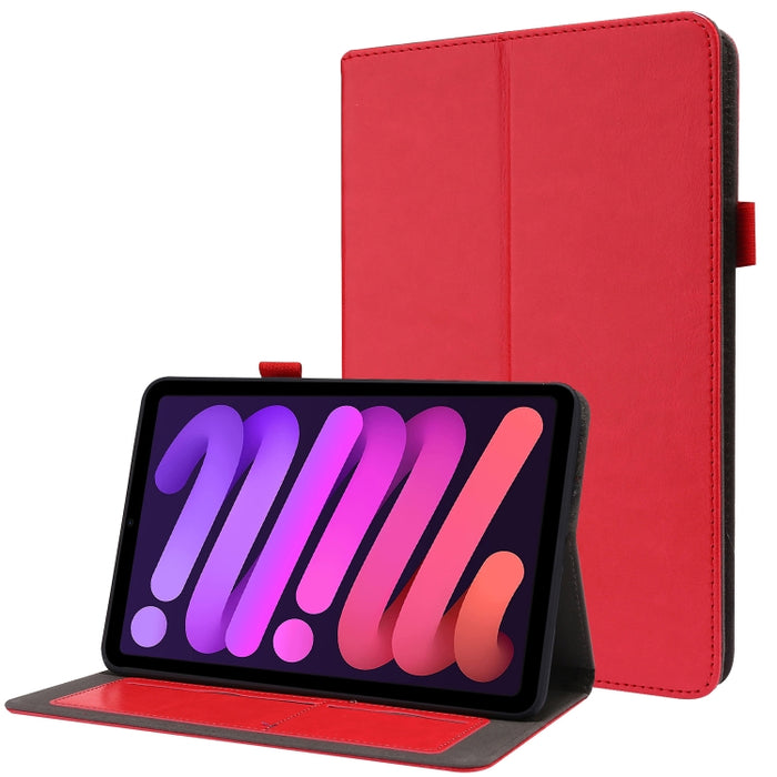 Estuche de cuero de PU con tapa horizontal comercial con soporte de dos pliegues y ranuras para tarjetas y ranura para bolígrafo, For iPad mini 6 / mini 2024