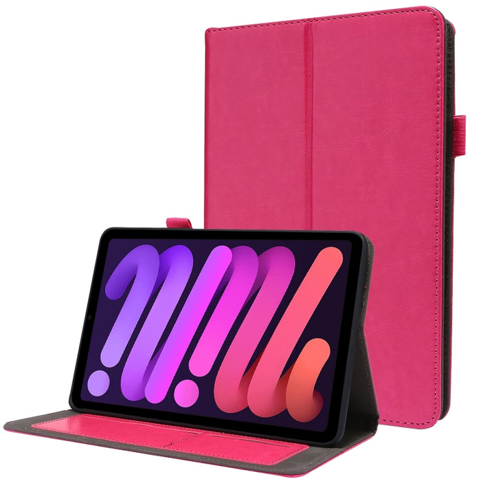 Estuche de cuero de PU con tapa horizontal comercial con soporte de dos pliegues y ranuras para tarjetas y ranura para bolígrafo, For iPad mini 6 / mini 2024