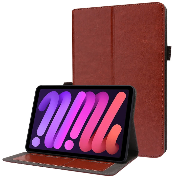 Estuche de cuero de PU con tapa horizontal comercial con soporte de dos pliegues y ranuras para tarjetas y ranura para bolígrafo, For iPad mini 6 / mini 2024