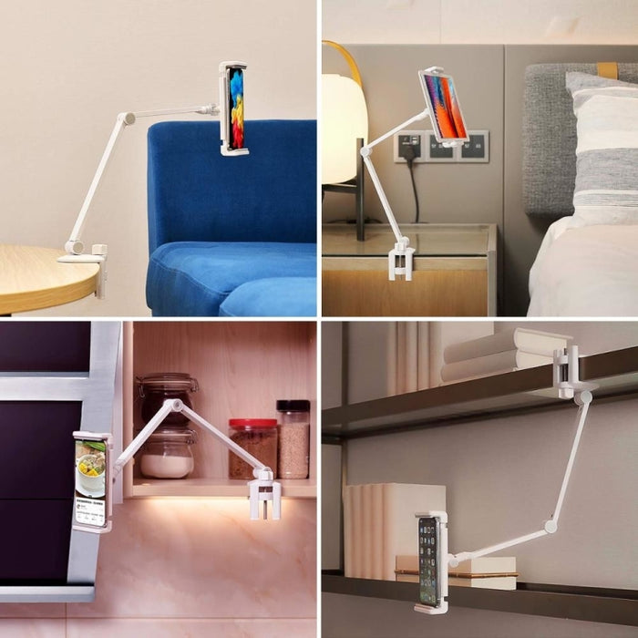 AP-7LC Soporte para teléfonos y tabletas, brazo largo de elevación ajustable giratorio de 360 grados, mesita de noche perezosa