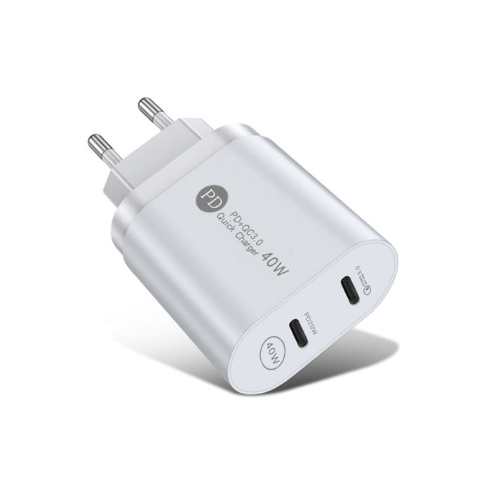 Cargador rápido 002 40W de doble puerto PD / Type-C para iPhone / iPad Series, enchufe de la UE, EU Plug