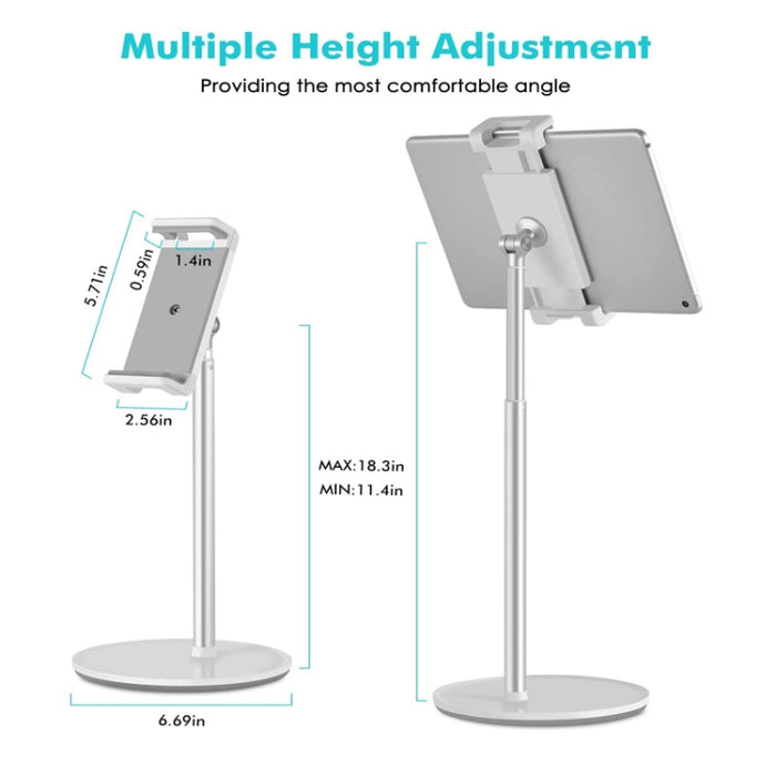 AP-4H Soporte de aleación de aluminio ajustable en altura para teléfonos móviles y tabletas de 4,5 a 13 pulgadas