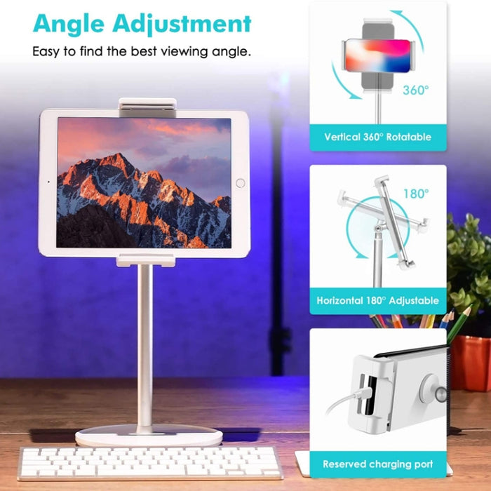 AP-4H Soporte de aleación de aluminio ajustable en altura para teléfonos móviles y tabletas de 4,5 a 13 pulgadas