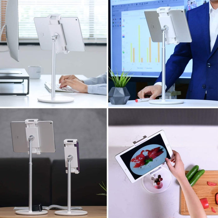 AP-4H Soporte de aleación de aluminio ajustable en altura para teléfonos móviles y tabletas de 4,5 a 13 pulgadas