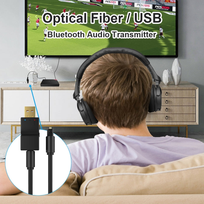 SW03 2 en 1 Transmisor de audio Bluetooth 5.0 USB + Adaptador inalámbrico óptico de baja latencia SPDIF para TV PC