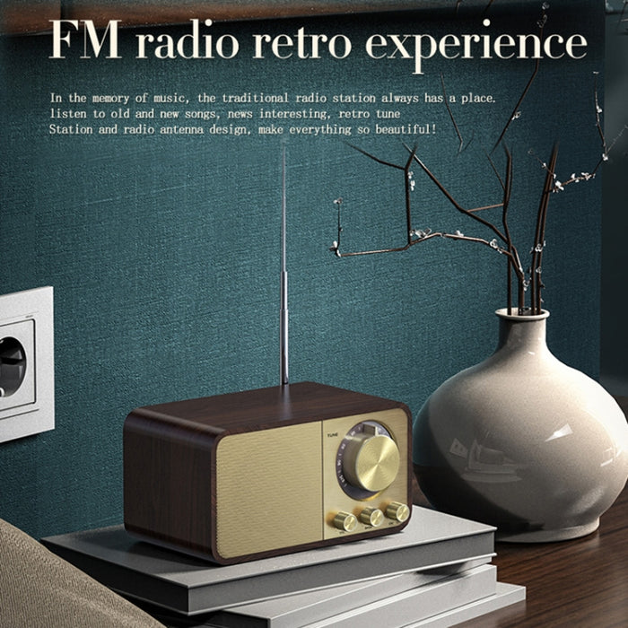 JY-66 Altavoz inalámbrico de madera BT5.0 Retro clásico Radio FM compatible con TF / U-Disk / AUX
