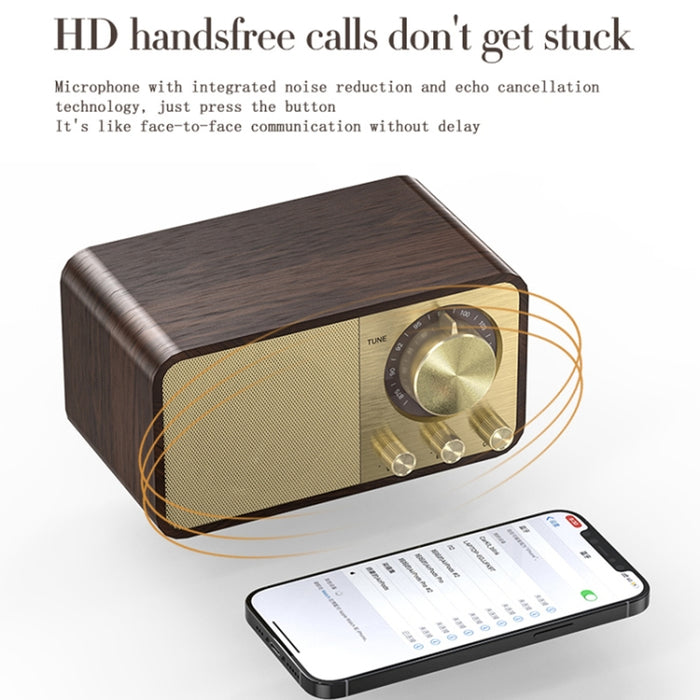 JY-66 Altavoz inalámbrico de madera BT5.0 Retro clásico Radio FM compatible con TF / U-Disk / AUX