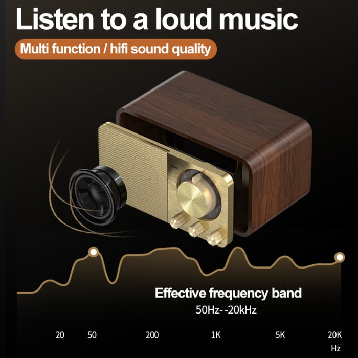 JY-66 Altavoz inalámbrico de madera BT5.0 Retro clásico Radio FM compatible con TF / U-Disk / AUX