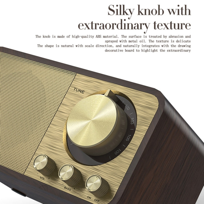 JY-66 Altavoz inalámbrico de madera BT5.0 Retro clásico Radio FM compatible con TF / U-Disk / AUX