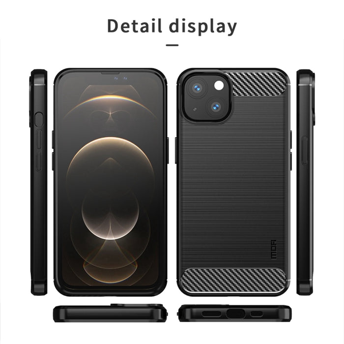 Funda de TPU suave de fibra de carbono con textura cepillada de la serie Gentleness de MOFI, For iPhone 13 mini, For iPhone 13, For iPhone 13 Pro, For iPhone 13 Pro Max