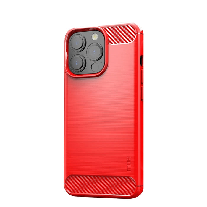 Funda de TPU suave de fibra de carbono con textura cepillada de la serie Gentleness de MOFI, For iPhone 13 mini, For iPhone 13, For iPhone 13 Pro, For iPhone 13 Pro Max