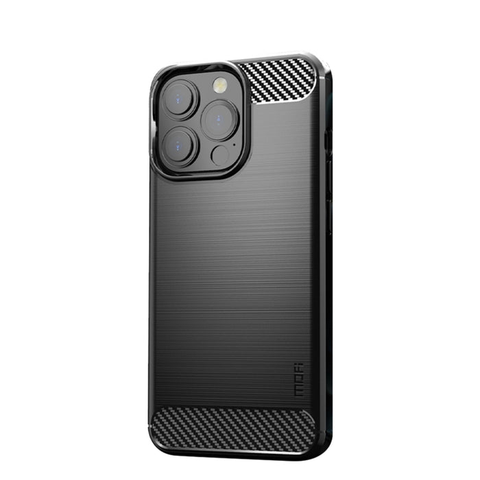 Funda de TPU suave de fibra de carbono con textura cepillada de la serie Gentleness de MOFI, For iPhone 13 mini, For iPhone 13, For iPhone 13 Pro, For iPhone 13 Pro Max