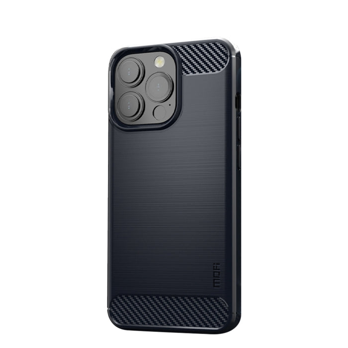 Funda de TPU suave de fibra de carbono con textura cepillada de la serie Gentleness de MOFI, For iPhone 13 mini, For iPhone 13, For iPhone 13 Pro, For iPhone 13 Pro Max