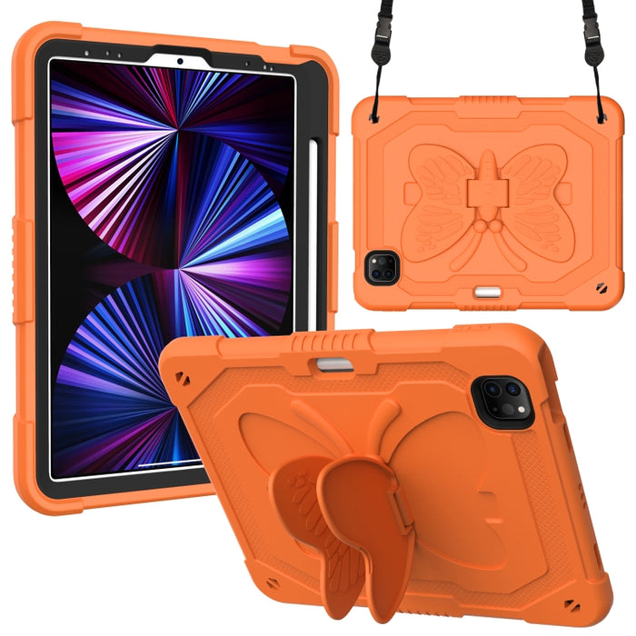 Pure Color PC + Funda para tableta anticaída de silicona con soporte de mariposa y ranura para bolígrafo para iPad Pro 11 2018 y 2020 y 2021 y Air 2020 10.9 (verde oscuro)