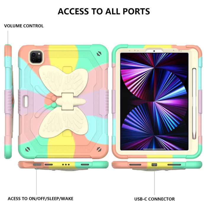 PC + funda de silicona anticaída para tableta con soporte de mariposa y ranura para bolígrafo para iPad Pro 11 2018 y 2020 y 2021 y Air 2020 10.9, For iPad Pro 11 2018 & 2020 & 2021 & Air 2020 10.9