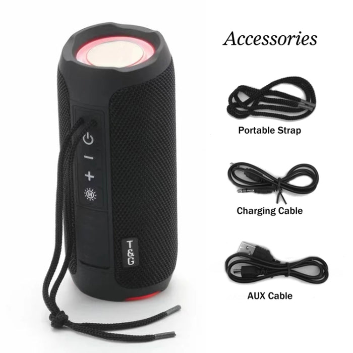 T&G TG227 Altavoz de música Bluetooth impermeable portátil para exteriores con soporte LED FM / TF / USB