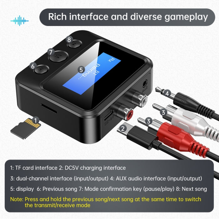 C39S Receptor Bluetooth Transmisor Altavoz RCA a Adaptador de Audio Inalámbrico de 3,5 mm