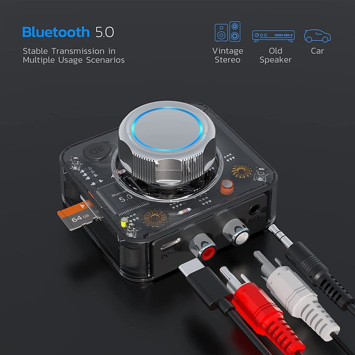 Receptor C39 Bluetooth 5.0 RCA a convertidor de audio inalámbrico de 3,5 mm compatible con tarjeta TF
